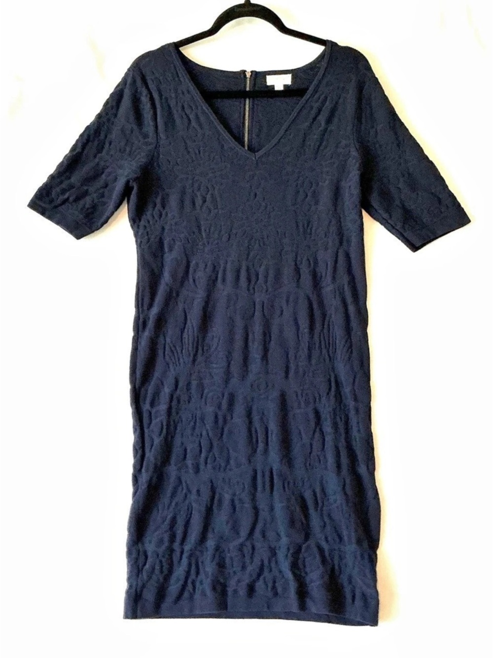 Pea in the Pod Women’s SzLG Dark Blue Floral Maternity Dress V-Neck Elbow Slv